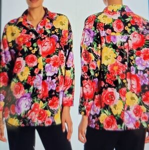 Catherine Malandrino women's Floral 1/4  Button Down Oversized Top Size S